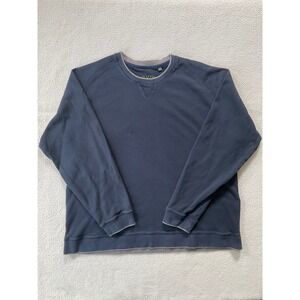 Orvis Mens XL Sweatshirt Navy Blue Embroidered Fly Fishing Pullover Crewneck